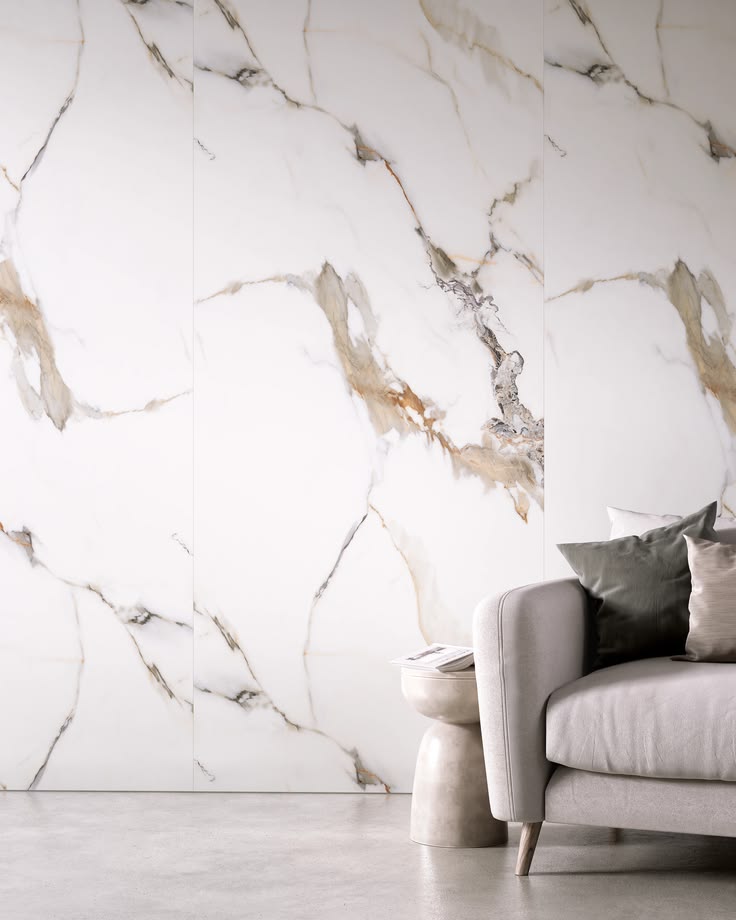 Precision-fabricated Carrara marble flat panel