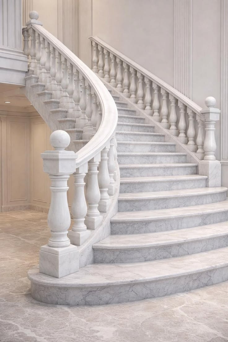 Precisely fabricated marble balusters and railing detail